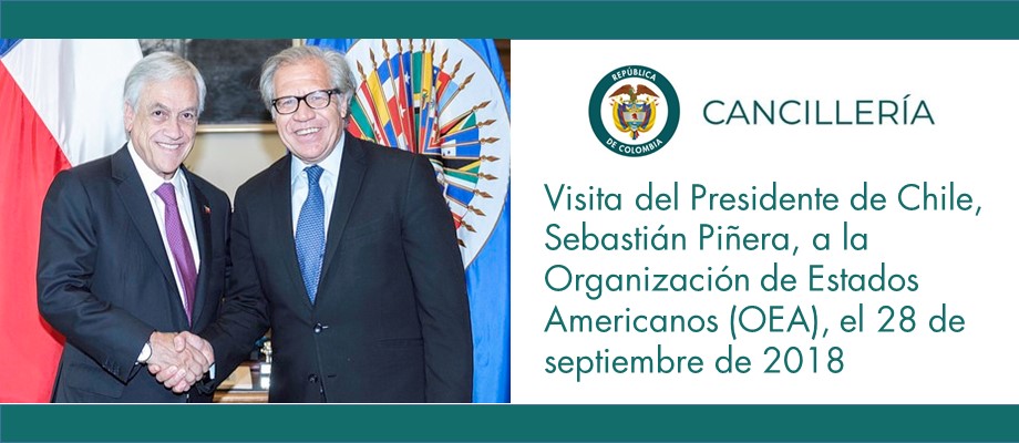 Visita del Presidente de Chile, Sebastián Piñera, a la Organización de Estados Americanos (OEA), el 28 de septiembre de 2018
