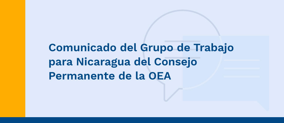 Comunicado del Grupo de Trabajo para Nicaragua del Consejo Permanente de la OEA