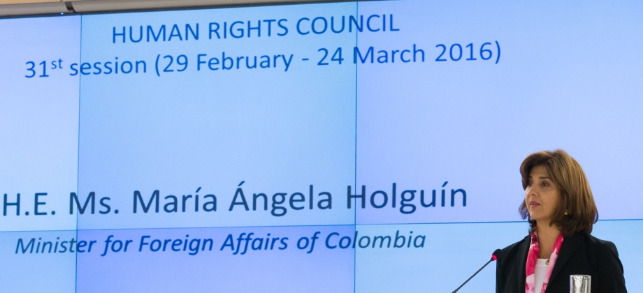 Alt Palabras de la Canciller Holguín durante el Segmento de Alto Nivel de la sesión 31º del Consejo de Derechos Humanos de las Naciones Unidas en Ginebra (Suiza)